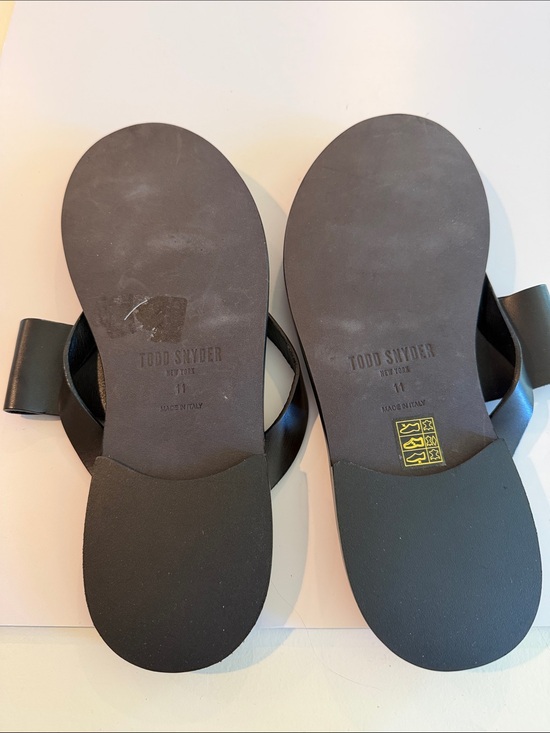 Todd Snyder Black Leather Twist Slide Sandals Sz 11.  Box28
